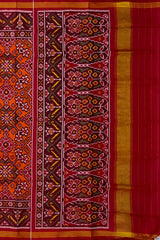 Red Orange Tal Navratna Semi Patan Saree