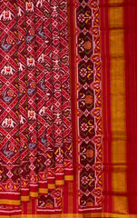 Red Maroon Small Figure Sankdi Semi Patan Saree