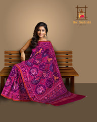 Red Blue Pink Ringni Tal Chabdi Semi Patan Saree