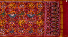 Mixed Orange Tal 8 Figure Semi Patan Saree