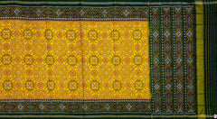 Yellow Green Navratna Semi Patan Saree