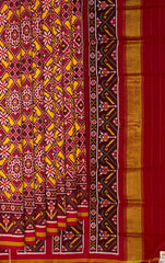 Red Yellow Mustard Manekchowk Semi Patan Saree