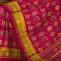 Pink Diamond Hathipoat Bandhani Patola Saree