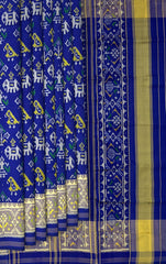 Royal Blue Spaced Hathi Popat Patola Saree
