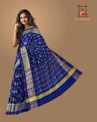 Royal Blue Spaced Hathi Popat Patola Saree