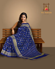 Royal Blue Spaced Hathi Popat Patola Saree