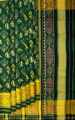 Green Spaced Hathi Popat Patola Saree