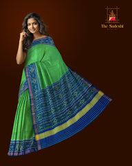 Blue Parrot Green Galo Patola Saree