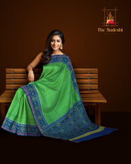 Blue Parrot Green Galo Patola Saree