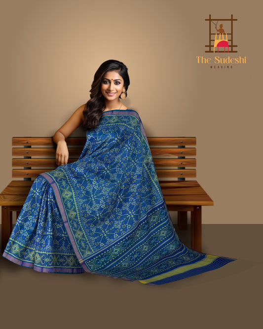 Green Blue Navratna Patola Saree