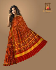 Orange Red Navratna Patola Saree