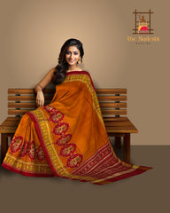 Red Maroon Mustard Skirt Border Patola Saree