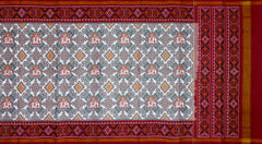 Maroon Off White Navratna Hathi Chanda Patola Saree