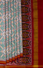 Maroon Sky Blue Manekchowk Patola Saree