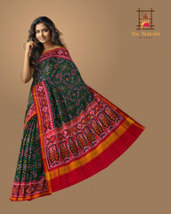 Maroon Dark Green Navratna Patola Saree