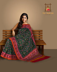 Maroon Dark Green Navratna Patola Saree