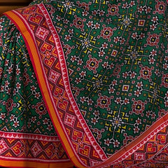 Maroon Dark Green Navratna Patola Saree