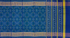 Green Blue Single Ikat Rajkot Patola Saree with Navratna Design