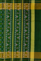 Green Single Ikat Rajkot Patola Saree with Button Phool Design