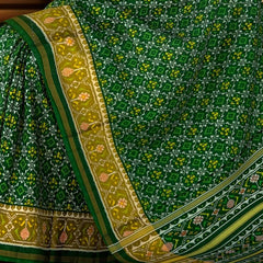 Green Single Ikat Rajkot Patola Saree with Button Phool Design