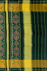 Green Single Ikat Rajkot Patola Saree with Navratna Design