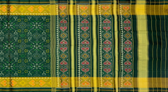 Green Single Ikat Rajkot Patola Saree with Navratna Design