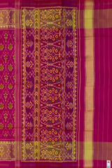 Red Pink Single Ikat Rajkot Patola Saree with Phool Jhaad Daliyabhat Design