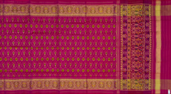 Red Pink Single Ikat Rajkot Patola Saree with Phool Jhaad Daliyabhat Design