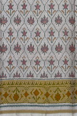 Off White Single Ikat Rajkot Patola Saree with Phool Jhaad Daliyabhat Design