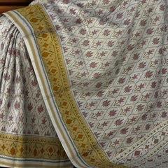 Off White Single Ikat Rajkot Patola Saree with Phool Jhaad Daliyabhat Design