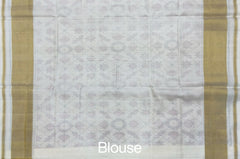 Off White Single Ikat Rajkot Patola Saree with Spaced Manekchowk Design