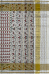 Off White Single Ikat Rajkot Patola Saree with Daliyabhat Butti Design