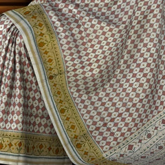 Off White Single Ikat Rajkot Patola Saree with Daliyabhat Butti Design