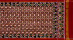 Maroon Double Ikat Patola Saree with Chanda Bhat and Tri Phool Design