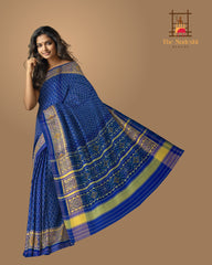 Ramagreen Blue Daliyabhat Border Single Ikat Rajkot Patola Saree