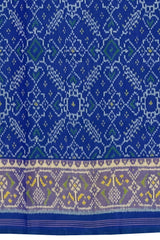 Ramagreen Blue Daliyabhat Border Pallu Chelari Single Ikat Rajkot Patola Saree