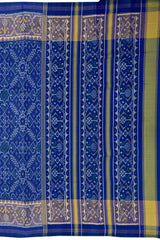 Ramagreen Blue Daliyabhat Border Pallu Chelari Single Ikat Rajkot Patola Saree