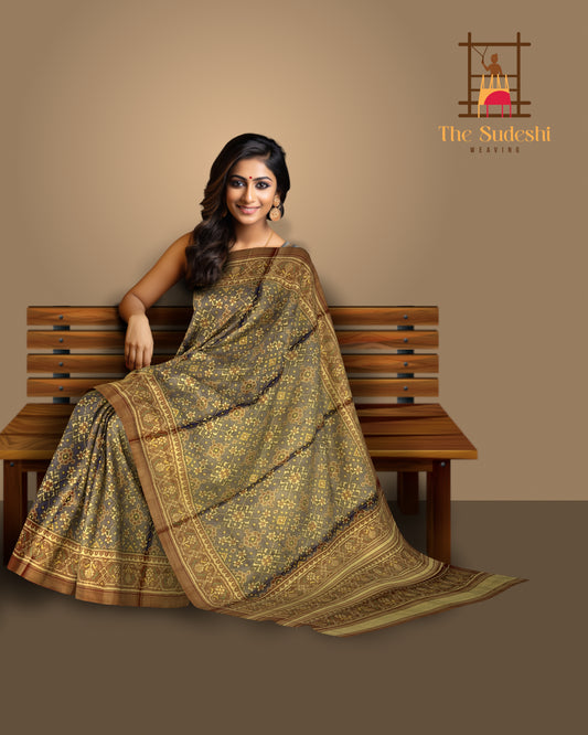 Lavender Red Single Ikat Rajkot Patola Saree with Tissues