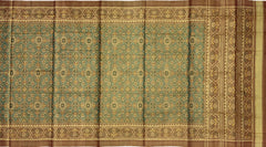 Pista Green Red Single Ikat Rajkot Patola Saree with Tissues