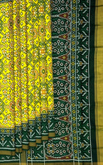 Green Yellow Single Ikat Semi Patan Patola Saree
