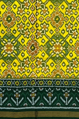 Green Yellow Single Ikat Semi Patan Patola Saree