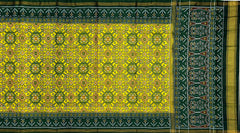 Green Yellow Single Ikat Semi Patan Patola Saree