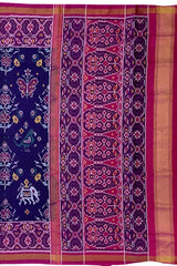 Rani Pink Navy Blue Single Ikat Semi Patan Patola Saree