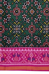 Pink Green Single Ikat Semi Patan Patola Saree