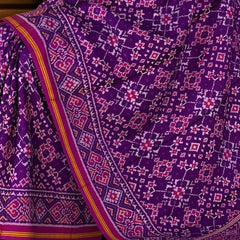Wine Color Single Ikat Semi Patan Patola Saree