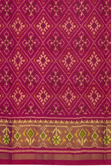 Pink Red Single Ikat Rajkot Patola Saree with Dual Tone