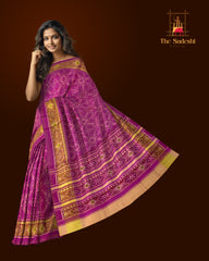 Baby Pink Single Ikat Rajkot Patola Saree