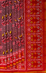 Maroon Bandhani Design Flower Single Ikat Semi Patan Patola Saree