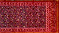 Maroon Bandhani Design Flower Single Ikat Semi Patan Patola Saree