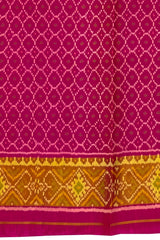 Pink Daliyabhat Border Pallu Chelari Single Ikat Rajkot Patola Saree